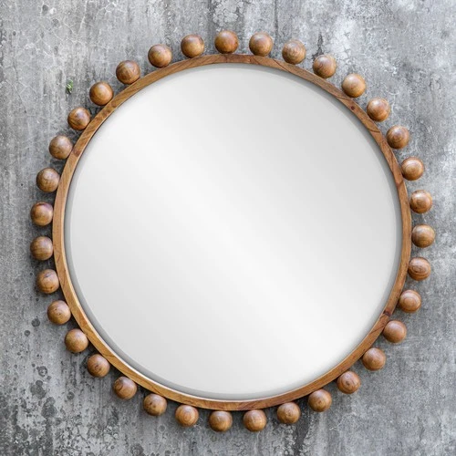 Uttermost 08176 Cyra 44" Diameter Circular Beveled Accent Mirror - Brown - Picture 3 of 6