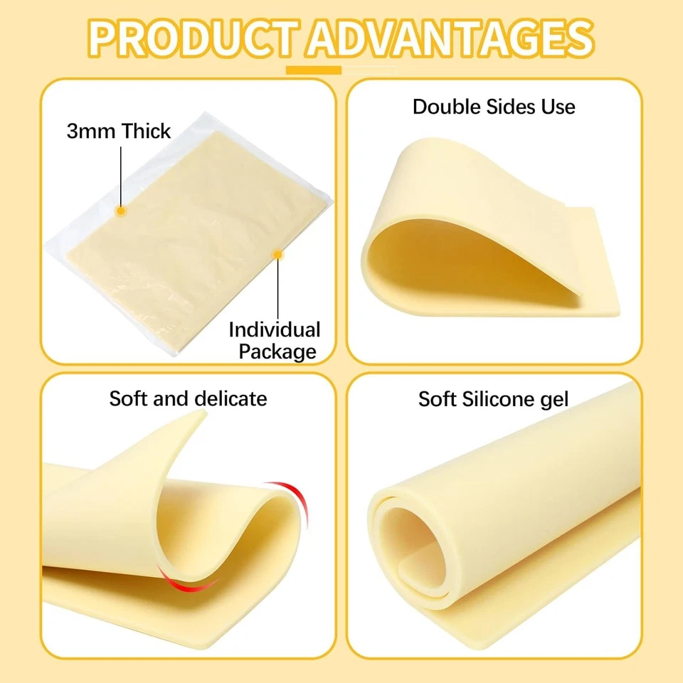 Kit de práctica de piel falsa de 6 piezas de 3 mm, 11,8 X 8,3 pulgadas de espesor de piel de silicona con 2 piezas Tat Foto 4 de 4