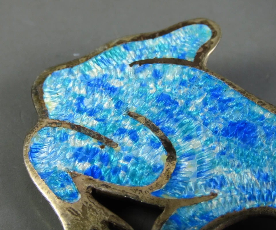 Broche JERONIMO FUENTES Taxco México PRATA ESTERLINA esmalte azul sapo sapo sapo sapo - Imagem 4 de 4