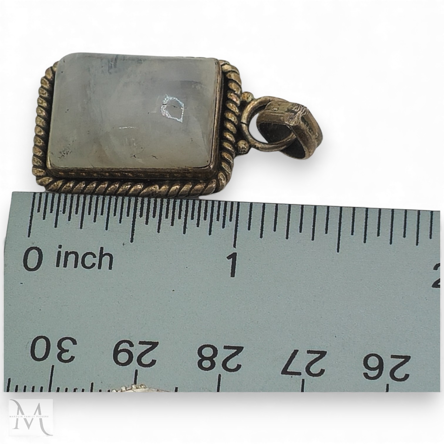 Vintage Brass Pendant Rectangular Stone Cabochon … - image 6