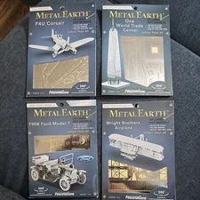 Lot of 4 Fascinations Metal Earth 3D Model Kits 1908 Ford , F4u Corsair , Plus