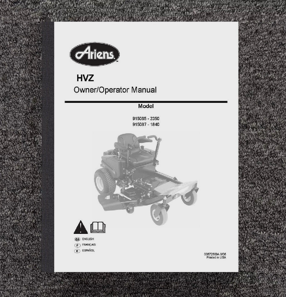 Operator Instruction Maintenance Manual Ariens HVZ 2350 & 1840