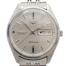 Longines Admiral Automatic Watch Day Date Silver Dial Stainless Steel Band