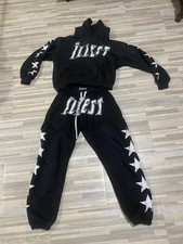 Illest Mens Star Pattern Hoodie Track Pants Tracksuit Set Black Size S Illest Mens Star Pattern Hoodie Track Pants Tracksuit Set Black Size S