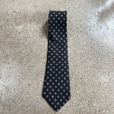 JG Hook Mens Neck Tie 100% Silk Black , Oval Crests Geometric USA Made
