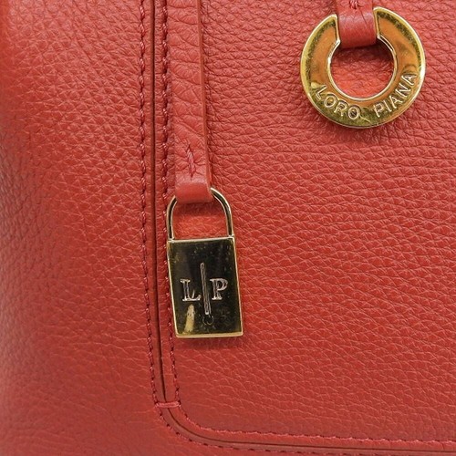 Loro Piana Leather Tote Bag Red Made in Italy - Picture 5 of 10