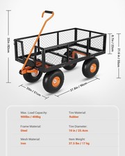 900lb Capacity Garden Utility Cart with Removable Sides, Easy Maneuver,10" Tires