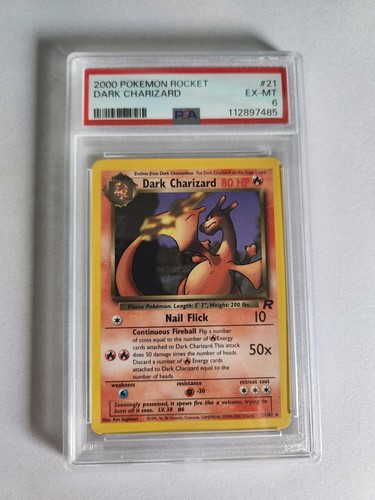 2000 Pokemon Dark Charizard Unlimited Team Rocket Set 21/82 non holo PSA 6
