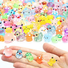 133PCS Mini Resin Animals Mixed, 20 Styles Luminous Small Glass Animals Tiny Lit