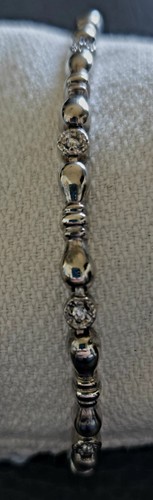 Einzigartiges Sterlingsilber Swarovski Kristall Armband 7" Schleifen & runde Steine Einfassung - Bild 2 von 10