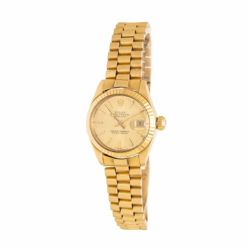 ROLEX PRESIDENT 6917 SOLID 18K  GOLD 18K CHAMPAGNE DIAL LADIES  WATCH RUNNING