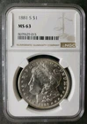 1881 S $1 Morgan Silver Dollar NGC MS63