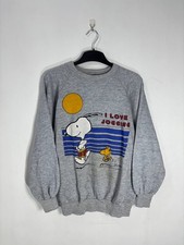 Vintage 80s Snoopy Peanuts Woodstock I Love Jogging Raglan Sweatshirt XL Gray