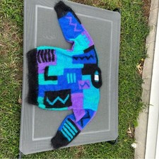 Vintage 80s Mohair Cardigan: Funky Abstract Geometric Sweater by soft options