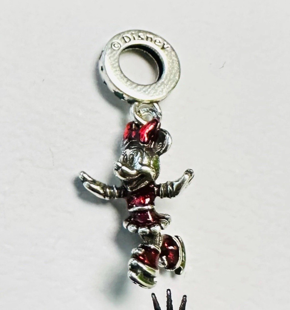 PANDORA 925 Sterling Silver Disney Minnie Mouse Ice Skating Charm 793530C01