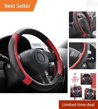 Durable Microfiber Leather Steering Wheel Cover 14.5-15 Inch - Seasonal Comfort