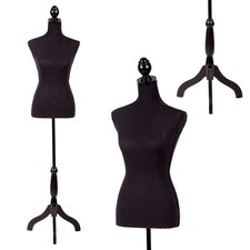 Female Mannequin Torso - Adjustable Height 7" - Black Display Model for Retail