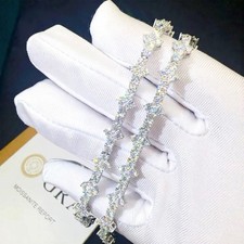 Real Solid 925 Sterling Silver Mens Iced Out Moissanite Bracelet GRA CERTIFIED