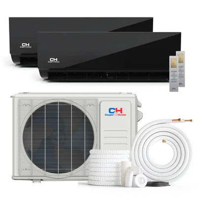 18000 BTU MidNight Dual 2 Zone Mini Split Heat Pump Air Conditioner 9000 + 9000