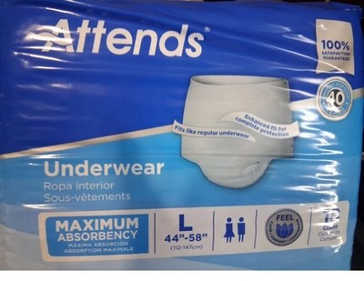 Adult Disposable Pull on up Underwear Diapers size L arge Attend 4 packs of 18 
