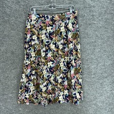 Sag Harbor Skirt Women PM Petite Blue Floral A-Line Midi Button Mid Rise Rayon