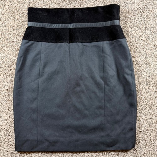 Claude Montana, Claude Montana Black Velvet Trim Pencil Skirt Made in France Size 12 vintage 90s