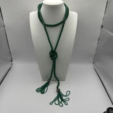 Art Deco Flapper Venetian Glass seed bead Sautoir Lariat Tassel Necklace 52”