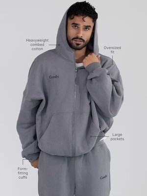 Comfrt Cloud Zip Hoodie - Wolf Grey - Medium - NEW! - KJHU20