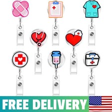 8 Pack Nurse Badge Reels, Retractable Cute Nursing ID Reels for Nurses, Docto...