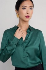 Seasalt Women's Regular Papaver Satin Shirt Dark Wreckage