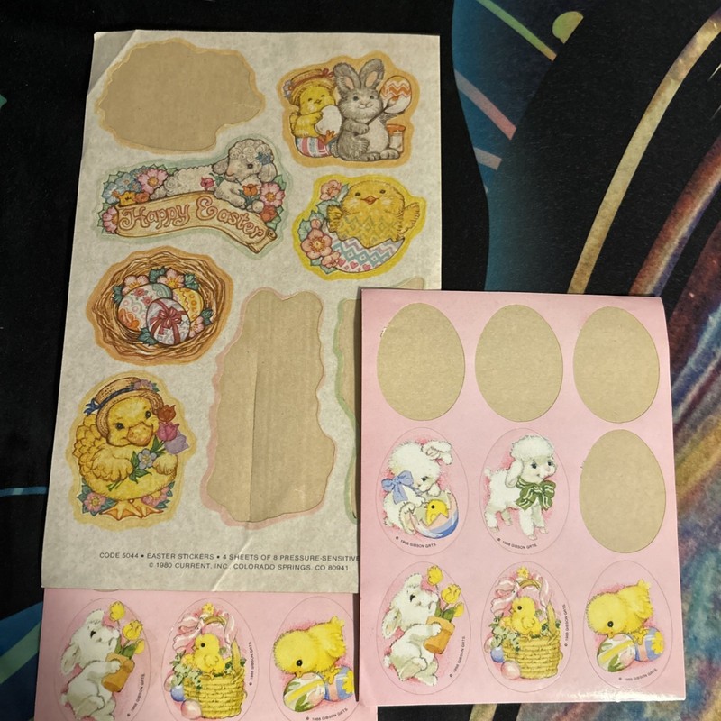 Vintage 5 Current Easter Stickers 1980 & 8 Gibson 1980’s Easter Stickers