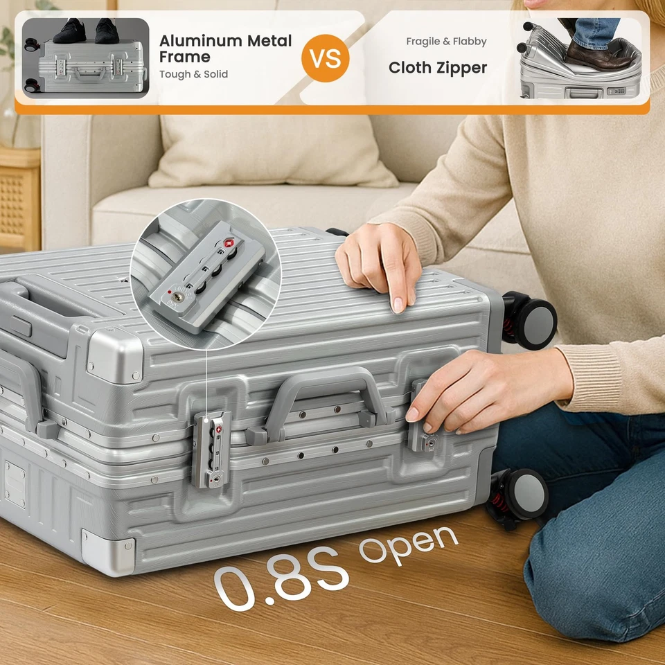 Багаж ручная кладь 22x14x9 одобрен авиакомпанией, чемодан без молнии ручная кладь, жесткий... - Изображение 3 из 4