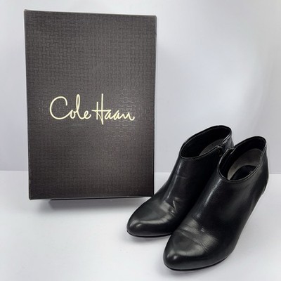 COLE HAAN Air Clair Short Black Leather US Patent Ankle Boots Womens Sz 9B
