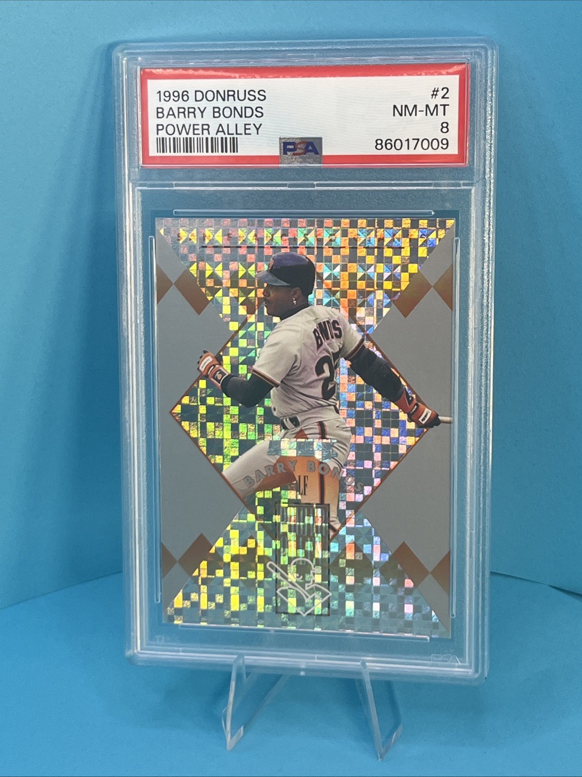 1996 Donruss - Power Alley Barry Bonds #2 /5000 PSA 8 view 1