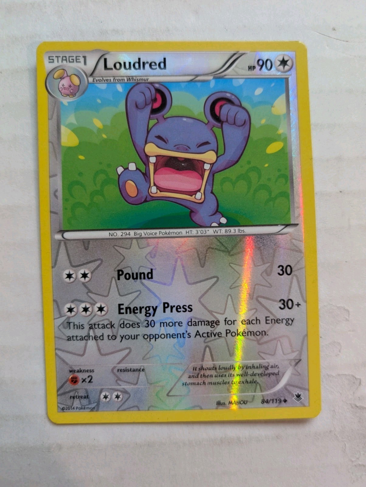Loudred Reverse Holo #84/119 Phantom Forces 2014 Near Mint