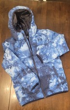 Under Armour Boys Pronto Puffer Jacket Blue Print Water Repellant Size Large