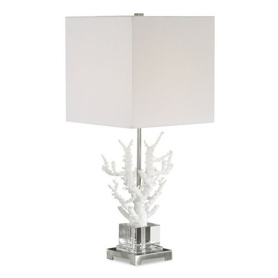 UTTERMOST 29679-1 CORALLO NAUTICAL WHITE CORAL TABLE LAMP WITH CRYSTAL PLATFORM