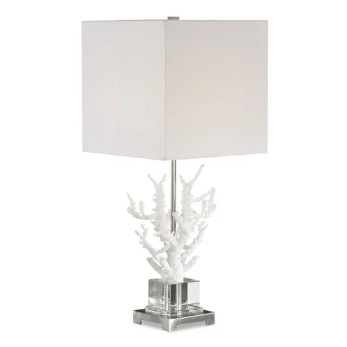UTTERMOST 29679-1 CORALLO NAUTICAL WHITE CORAL TABLE LAMP WITH CRYSTAL PLATFORM - Picture 1 of 7