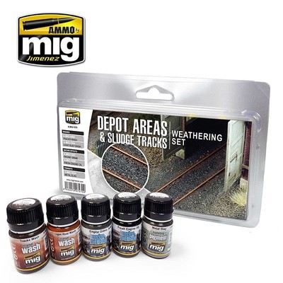 Ammo by Mig AMIG7470 Ammo Mig Depot Areas & Sludge Tracks Weathering Set