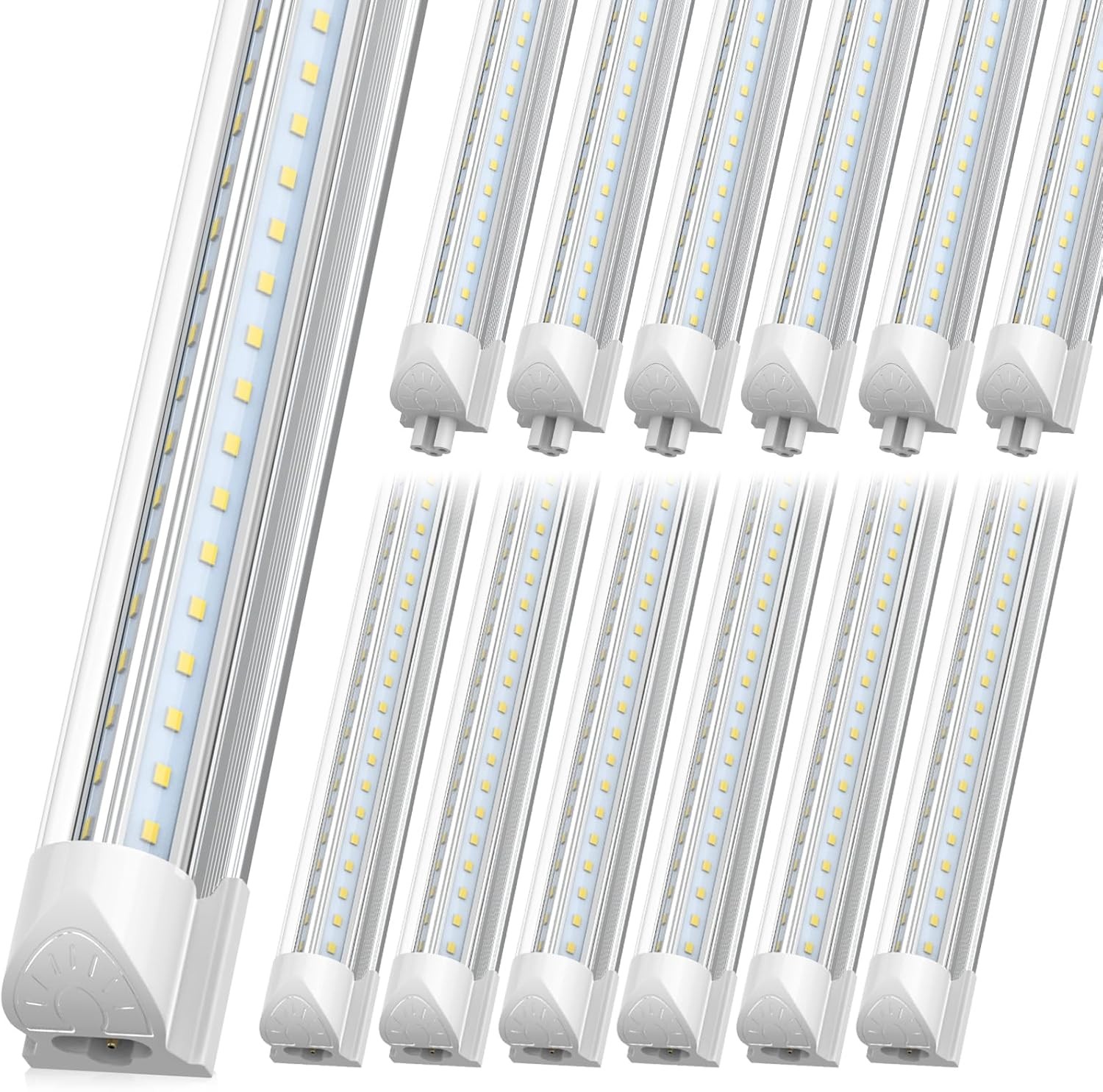 8FT Shop Light 100W 6500K 12-Pack Linkable V-Shape T8 Tube Lights for Garage ETL