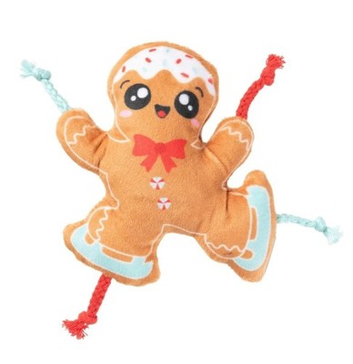 BISCUIT BLADER CAT TOY CHRISTMAS GINGERBREAD SKATER w/ CATNIP CRINKLE & ROPES