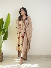 Women's Pure Cotton Ethnic Kurti Pant Dupatta Set Indian Designer Top Kurta Set
