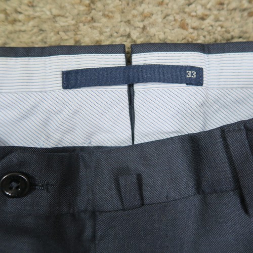 Pantalone Incotex uomo 33 blu lana abito pantaloni piatto davanti Italia vestibilità classica 33x31 - Foto 3 di 14