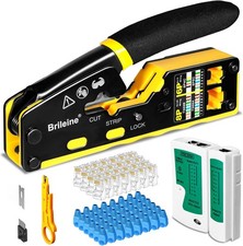 RJ45 Crimp Tool Pass Through Kit Ethernet Crimper Cat5 Cat5e Cat6 Crimping Tool