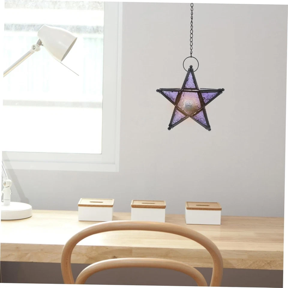 Hanging Purple Star Candle Holder for Holiday Parties Christmas Tree Decor Gift - Image 2 of 4