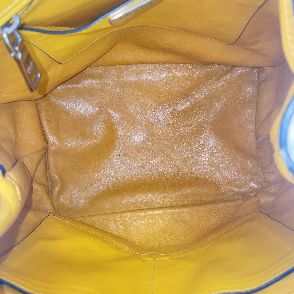 Prada Triangular Logo Plate Yellow Silver Hardwar… - image 9