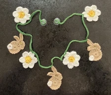 🐰🌼Hand Crochet Easter Bunny Rabbits Daisy window Christmas gift Camper bunting