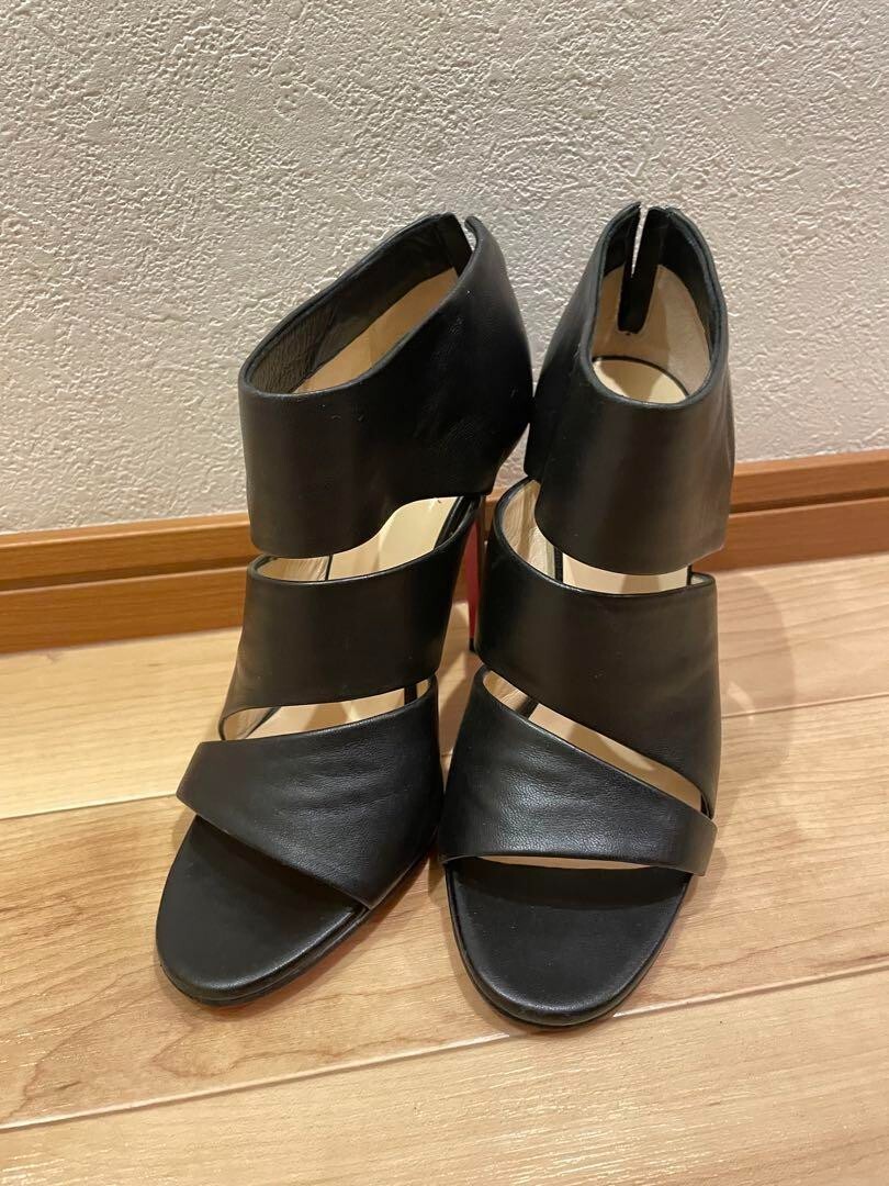 ルブタン　36 Auth Christian Louboutin High Heel Bootie Sandals Black Size EUR