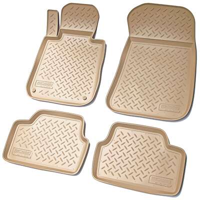 3D Gummi Fussmatten passend für BMW 1 | Typ E81 E82 E87 E88 | beige mit Rand