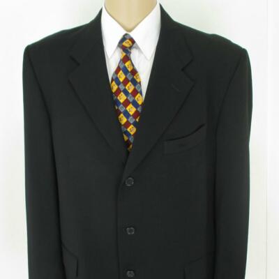 44 L (45) Manzini Uomo Lana Nero Italiano Giacca Smoking Sport